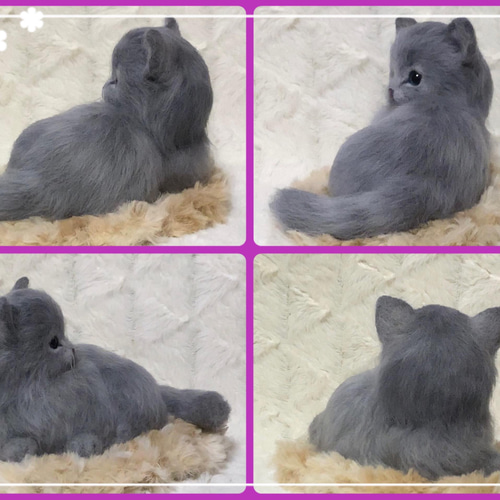 ◾受注制作 羊毛フェルトの小さな子猫(ロシアンブルーお座り) 猫