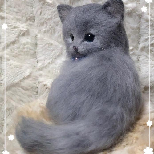 羊毛フェルト /ロシアンブルー 羊毛フェルト。ロシアンブルー。ネベロング。猫。子猫 羊毛フェルト