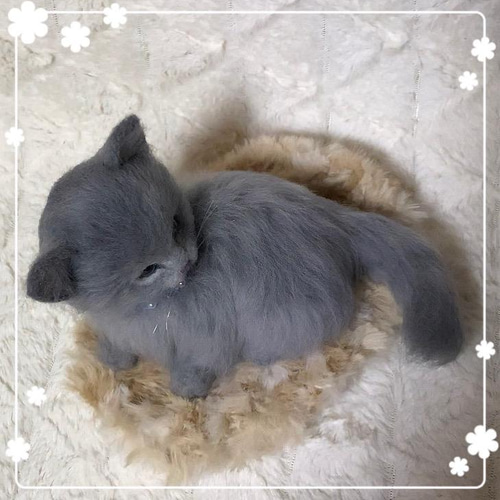 羊毛フェルト。ロシアンブルー。ネベロング。猫。子猫 羊毛フェルト