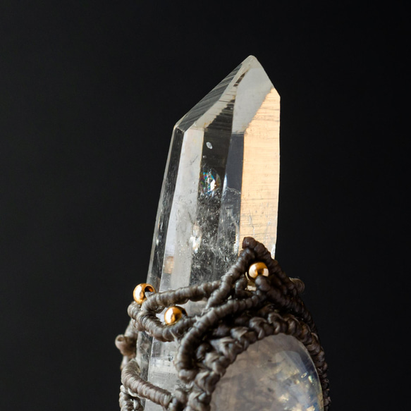 Macrame 水晶和月長石編織天然石項鍊 第5張的照片