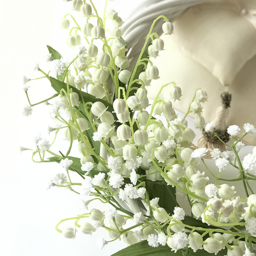 スズランとかすみ草のハーフリース Lサイズ リース Dimanche