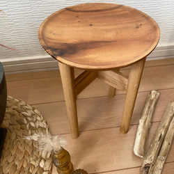 インテリア　ミニテーブル　ブラウン　木製 2枚目の画像