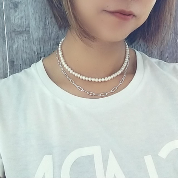 Fresh water pearl 5-6mm 14kgf Necklace 6枚目の画像