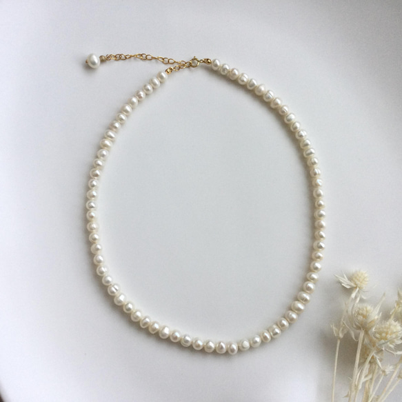 Fresh water pearl 5-6mm 14kgf Necklace 3枚目の画像