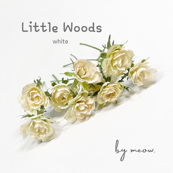 Little Woods　ホワイト 　リトルウッズ　10輪　自然色　　ドライフラワー ミニバラ　極小薔薇　ミニミニ薔薇　 1枚目の画像