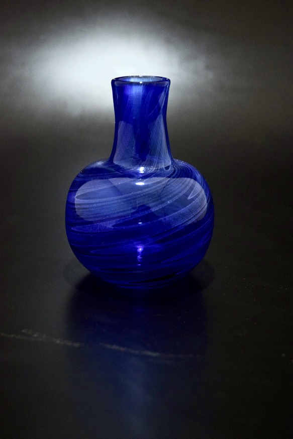 【ガラス】波紋 -花器- コバルトブルー 1枚目の画像