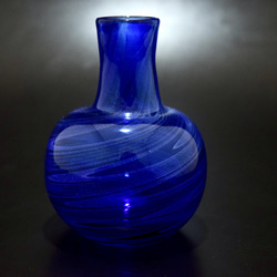 【ガラス】波紋 -花器- コバルトブルー 2枚目の画像