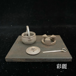 ミニチュア陶器　ミニ火鉢　赤織部　NO164 6枚目の画像