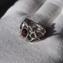 ロードライトガーネット８　　S925　Ripples　Design ring 7枚目の画像