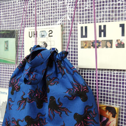章魚棉托特包背包：藍色 第5張的照片