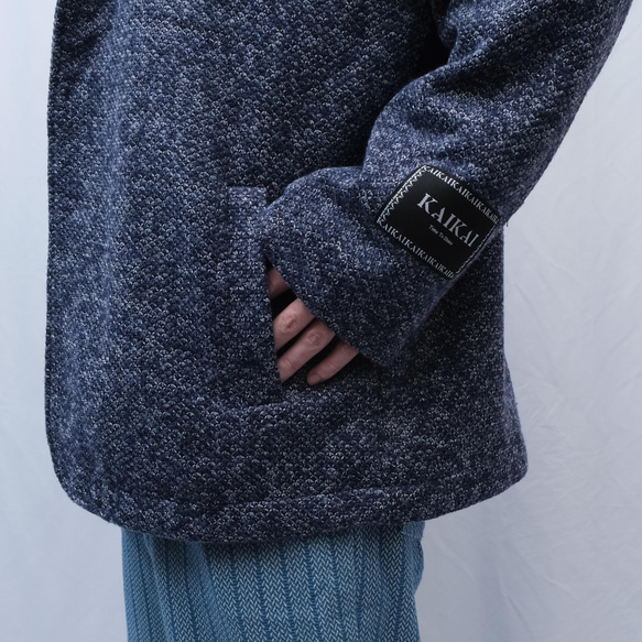 米立紋混紗西裝外套 - 藍 第6張的照片