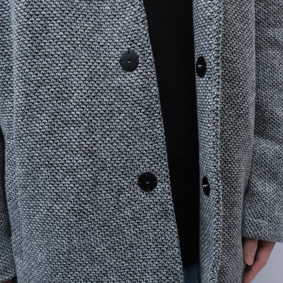 米立紋混紗西裝外套 - 灰 第7張的照片