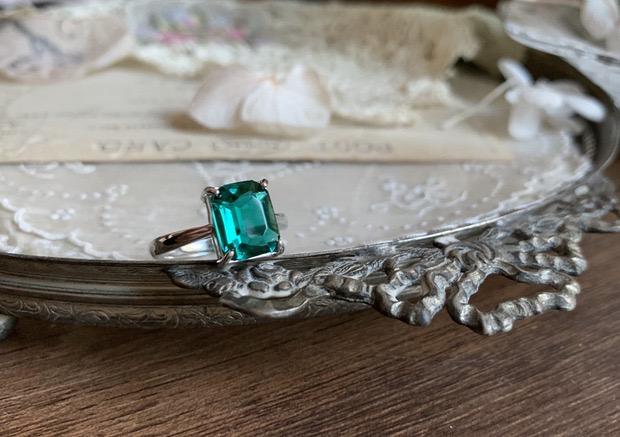 エメラルド アンティーク オールドベニス ウエスタンアンティーク ストーンリング シルバー925 指輪