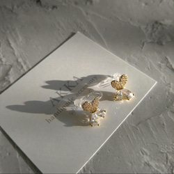 蝶々の樹脂イヤリング        樹脂ピアス金属アレルギーノンホールバタフライキラキラビジュー韓国可愛い 7枚目の画像