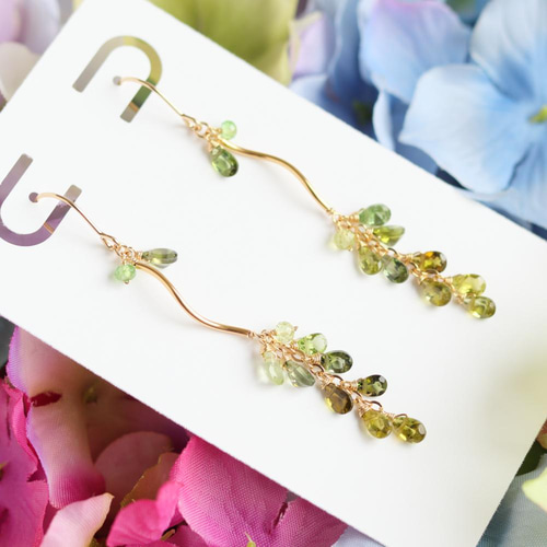 グリーングラデ*ファセットカット トルマリンのエレガントな藤の花  