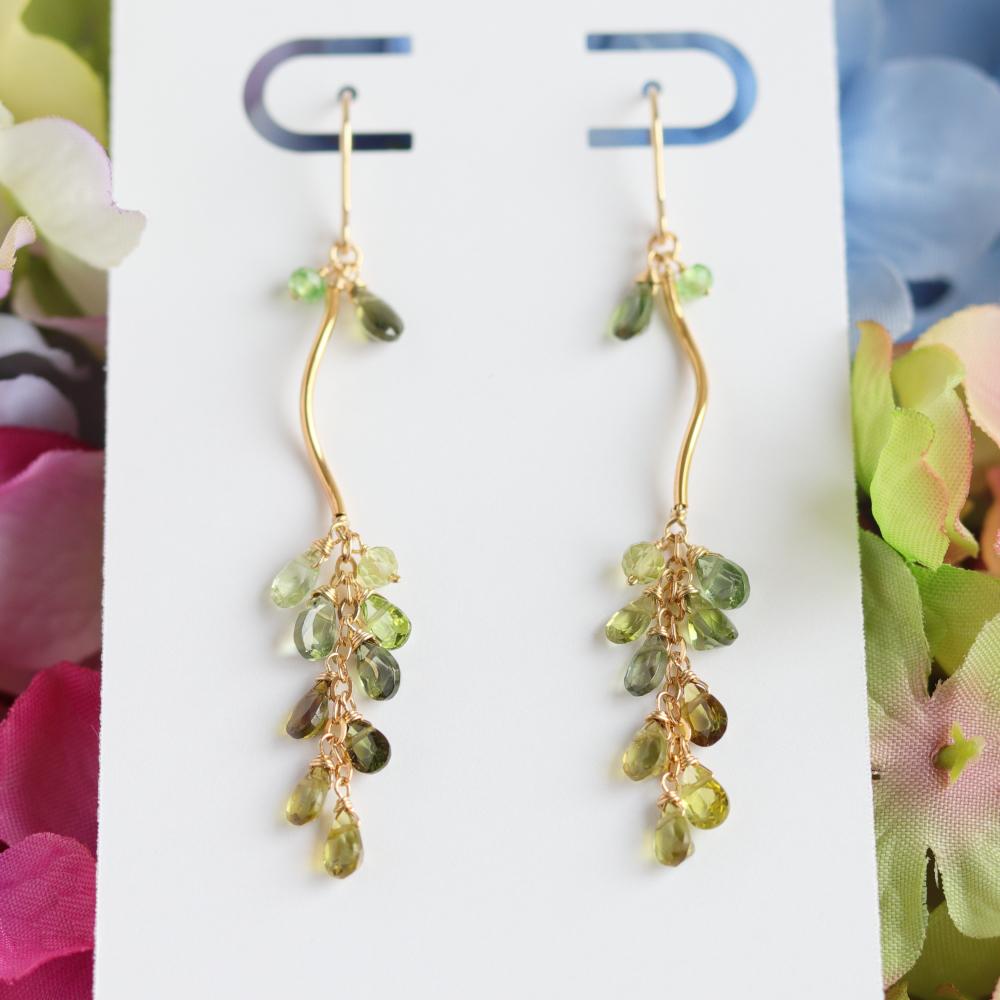 グリーングラデ*ファセットカット トルマリンのエレガントな藤の花  