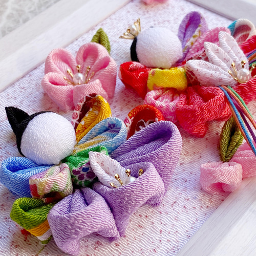 つまみ細工のお雛飾り アートボード 置物 スタンド アート