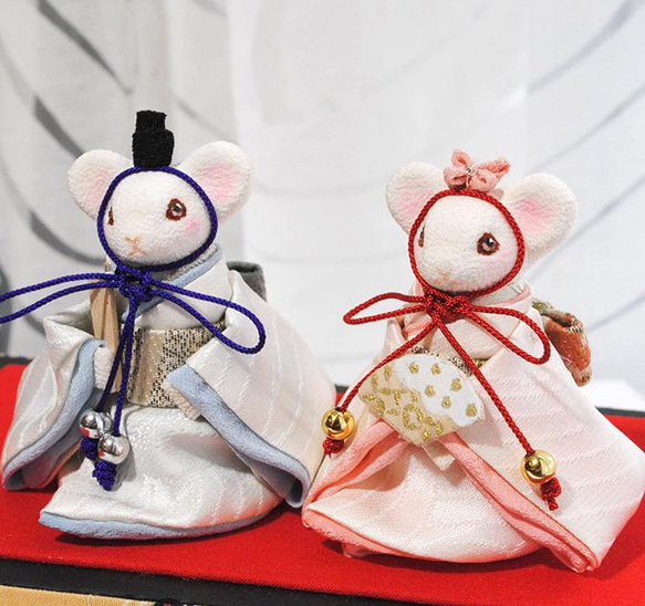 ねずみのお雛様-ホワイト ひなまつり 雛人形 ひな人形・雛飾り すずき