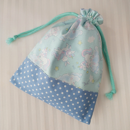 オーダー品】給食袋巾着袋ユニコーン水玉ドット