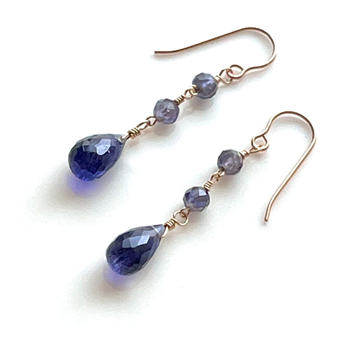 14kgfアイオライト・ネオンブルーアパタイトピアス/イヤリング 【公式