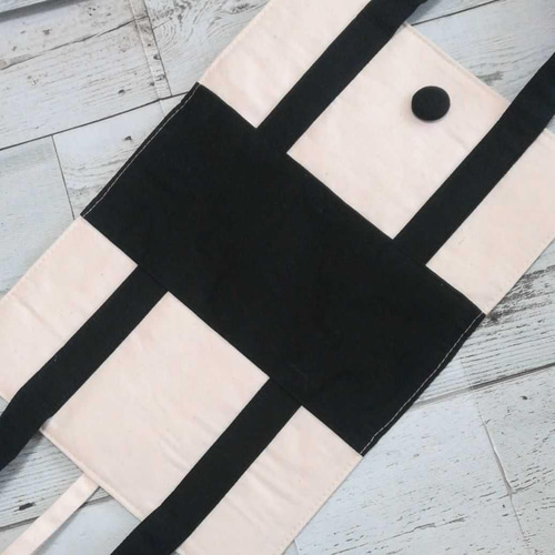 レビューブックカバー トート風 ブラック ブックカバー fly_handmade