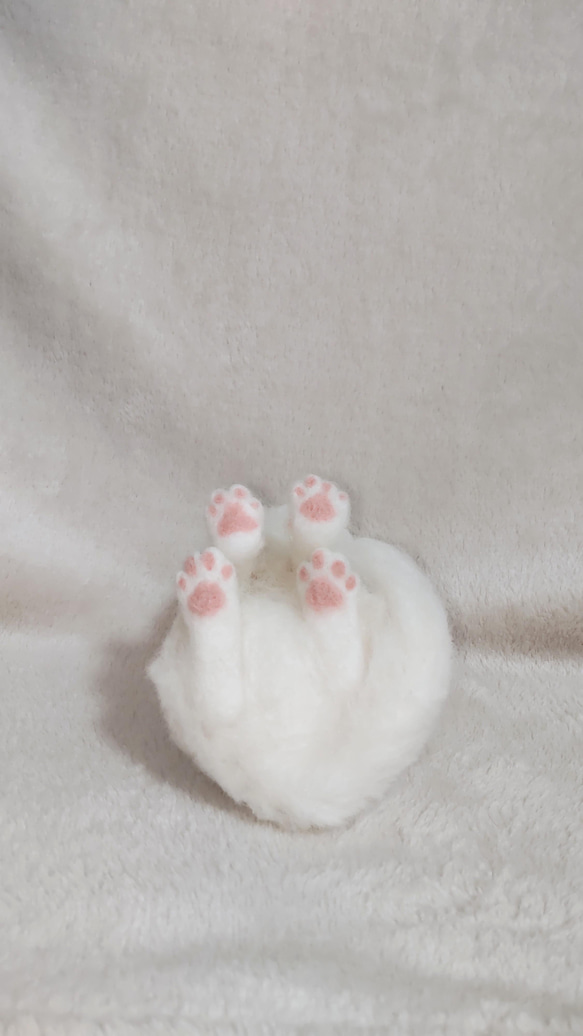 羊毛フェルトでできた、ふわふわ毛並みの白猫ちゃん 9枚目の画像