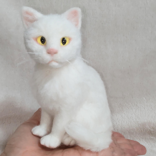 羊毛フェルト　白猫　No.36 Yahoo!オークション - 羊毛フェルト猫 白猫 ハンドメイド