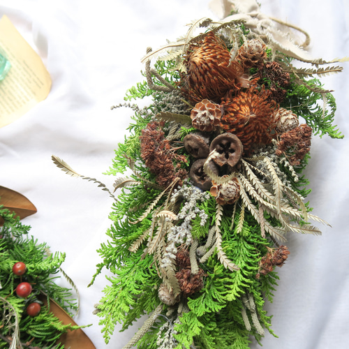 クリスマス(*^^*)縦長スワッグ フレッシュ swag クリスマススワッグ て