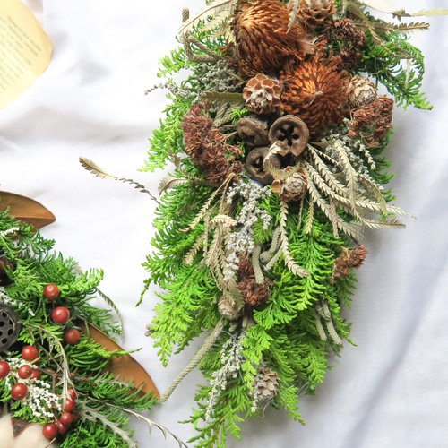 クリスマススワッグ2024⑭ 2024超早割クリスマス くbrown vertical Christmas swag