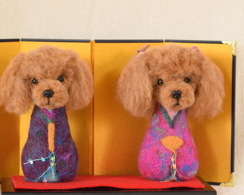 トイプードル お雛様 雛人形 雛飾り お祝い 羊毛フェルト 犬 お節句 
