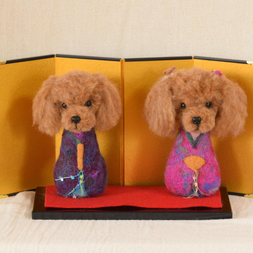 羊毛フェルト　雛人形　トイプードル トイプードル お雛様 雛人形 雛飾り お祝い 羊毛フェルト 犬 お節句