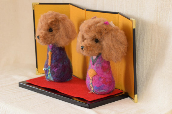 トイプードル　お雛様　雛人形　雛飾り　お祝い　羊毛フェルト　犬　お節句　プレゼント 5枚目の画像