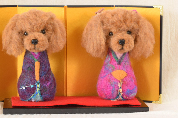 トイプードル　お雛様　雛人形　雛飾り　お祝い　羊毛フェルト　犬　お節句　プレゼント 2枚目の画像