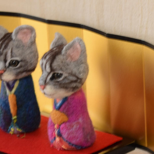 猫 ねこ お雛様 雛飾り 雛人形 節句 お祝い プレゼント 羊毛