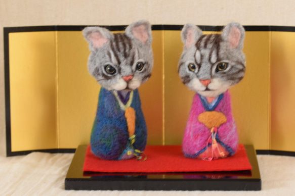 猫　ねこ　お雛様　雛飾り　雛人形　節句　お祝い　プレゼント 2枚目の画像