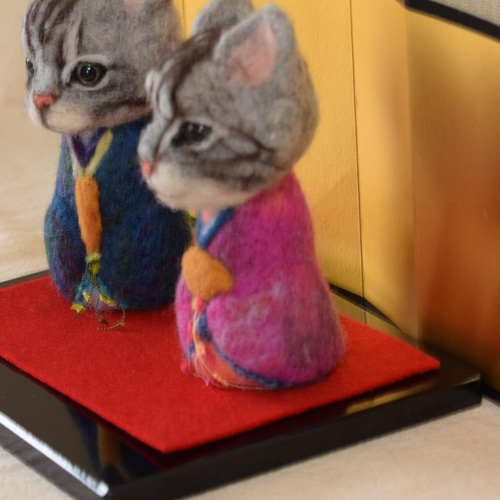 猫 ねこ お雛様 雛飾り 雛人形 節句 お祝い プレゼント 羊毛