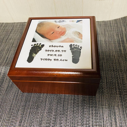 LINEで簡単【名入れ 写真入り タイル付きメモリアルボックス】出産祝い 出産記念品 メモリアルボックス オーダー 子供 4枚目の画像