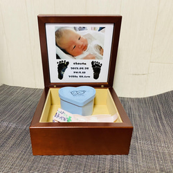 LINEで簡単【名入れ 写真入り タイル付きメモリアルボックス】出産祝い 出産記念品 メモリアルボックス オーダー 子供 2枚目の画像