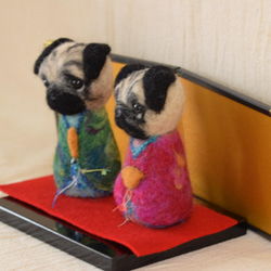 パグ　お雛様　雛人形　雛飾り　お祝い　お節句　羊毛フェルト　犬　プレゼント 3枚目の画像