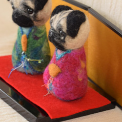 パグ　お雛様　雛人形　雛飾り　お祝い　お節句　羊毛フェルト　犬　プレゼント 5枚目の画像