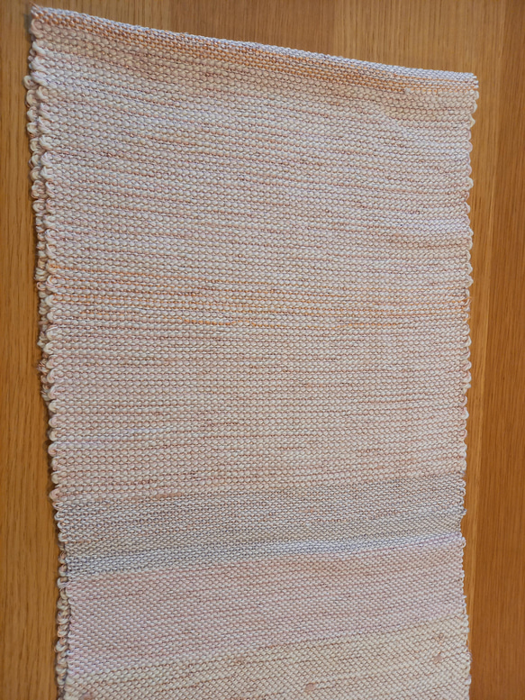 手織り　綿と絹のやさしいマフラー　経糸灰ピンク　作品2102 13枚目の画像
