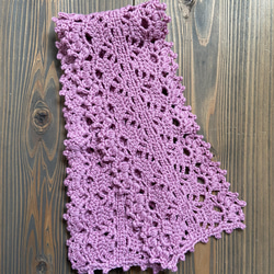 かぎ針編みウールマフラー(ピンク) 6枚目の画像