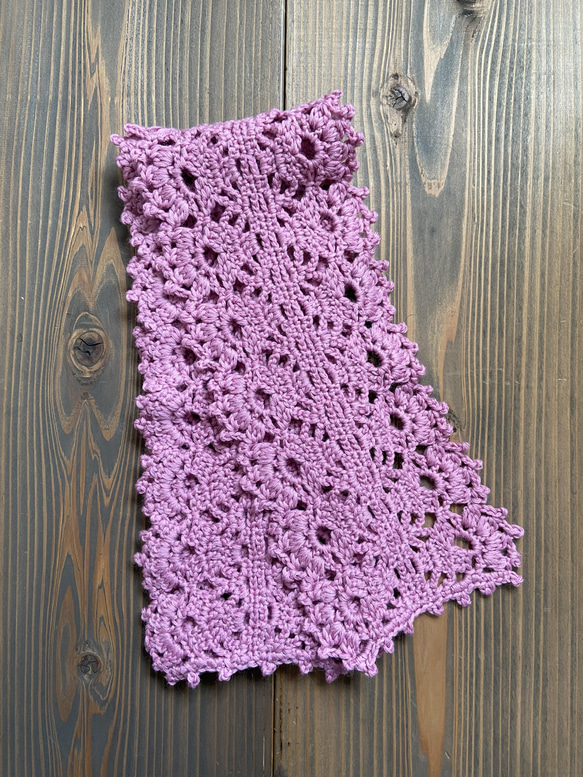 かぎ針編みウールマフラー(ピンク) 6枚目の画像