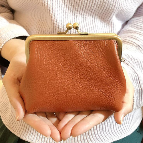 親子がま口お財布　ハンドメイド　革 WHOLオリジナル 親子がま口ウォレット ハラコレザー