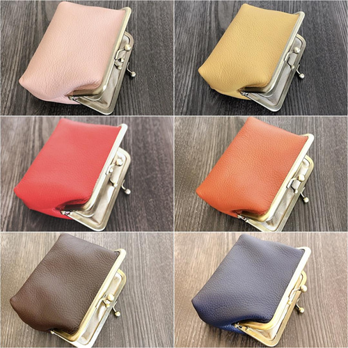 大人気／イタリアンシュリンクレザーの親子がま口財布＆おまけのミニ