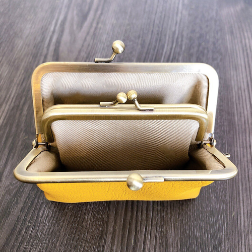 大人気／イタリアンシュリンクレザーの親子がま口財布＆おまけのミニ