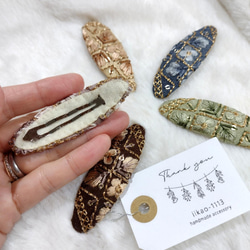 8color【7㌢】大人も似合うインド刺繍リボンのヘアピン　ぱっちんピン　 7枚目の画像