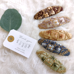 8color【7㌢】大人も似合うインド刺繍リボンのヘアピン ぱっちん