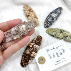 8color【7㌢】大人も似合うインド刺繍リボンのヘアピン　ぱっちんピン　 6枚目の画像
