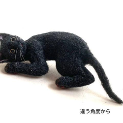 いつも一緒だよ♪　黒猫のブローチ＆ネックレス＆バッグチャーム　形状安定羊毛フェルト 5枚目の画像